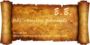 Bárkovics Barnabás névjegykártya